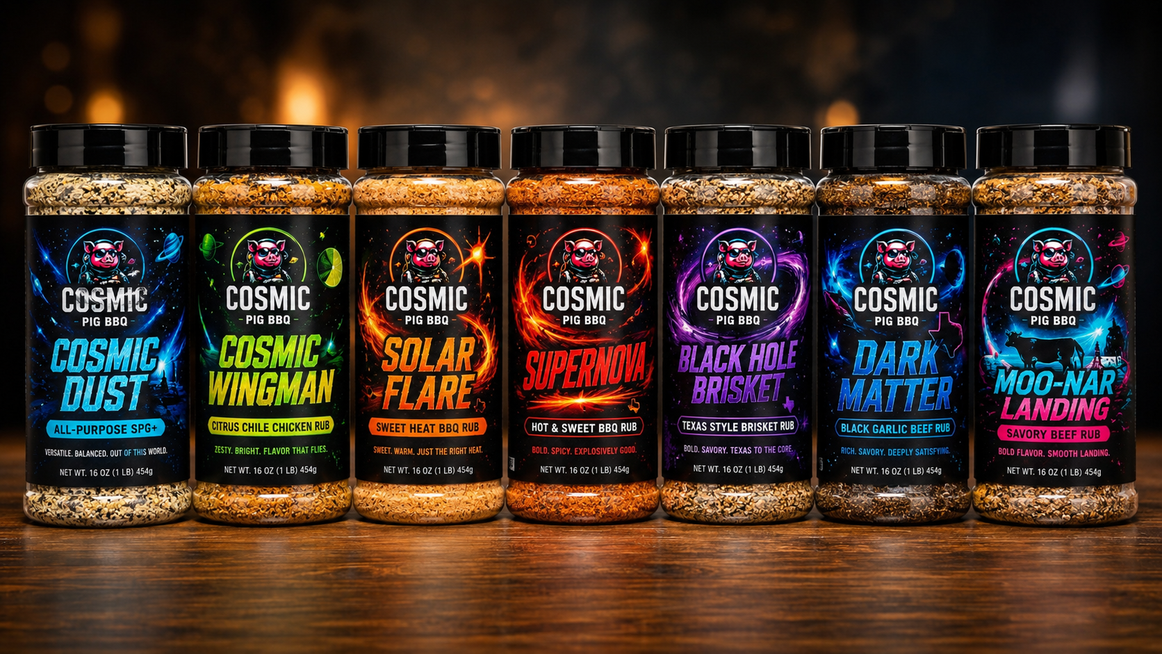 Cosmic Pig BBQ full product lineup